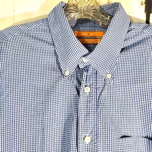 Zara Sport Classic Blue Gingham Check Shirt Size XXL Button Down 100% Cotton
